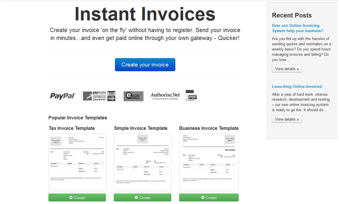 instant invoices