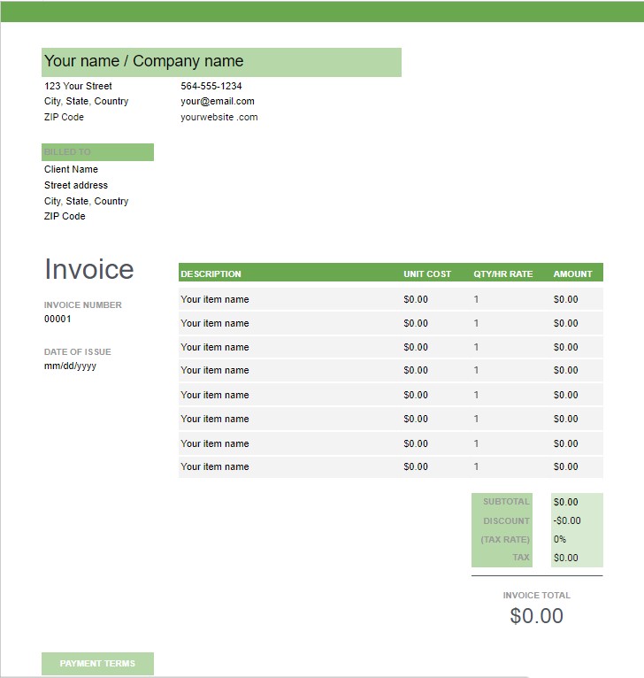 
Download Service And Freelance Invoice Templates