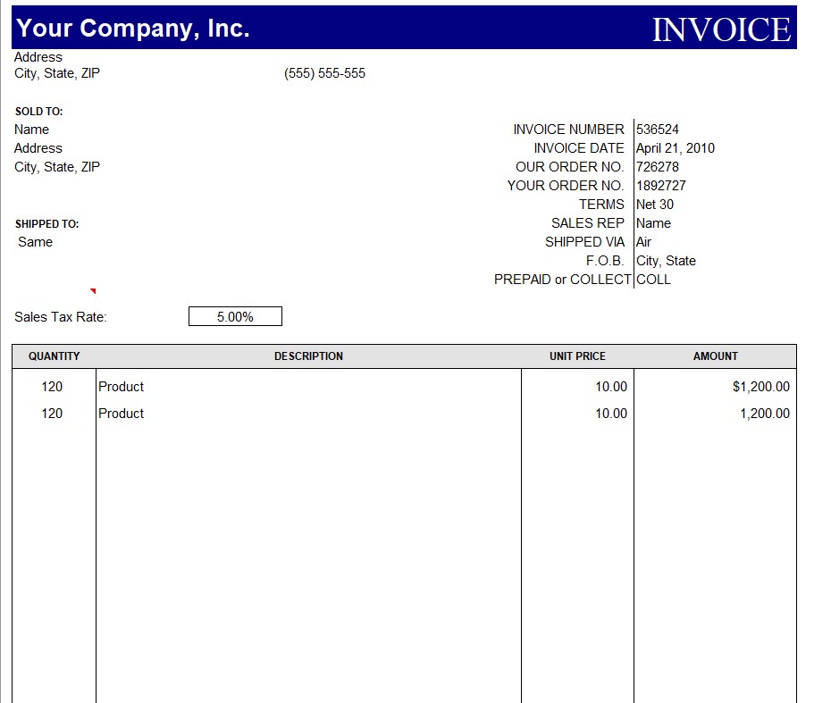 Download Free Construction Invoice Templates